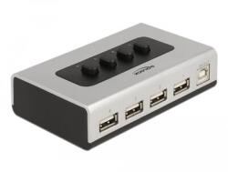 Delock Kétirányú USB 2.0 switch 1 db. B-típusú anya 4 db. A-típusú anya kézi átkapcsolással (87762) (87762)