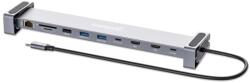Manhattan dokkolóállomás USB-C 10v1, 2xHDMI, 2xUSB-C, 3xUSB, 1xRJ45, SD kártyaolvasó, szürke (190398)