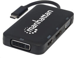 Manhattan dokkolóállomás USB-C 4in1, 1xDP, 1xHDMI, 1xVGA, 1xDVI, 1xDVI (152600)