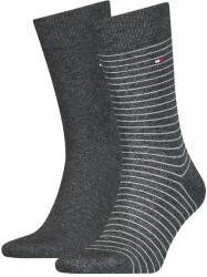 Tommy Hilfiger Tommy Hilfiger, Egyszínű és csíkos zokni szett - 2 pár, Szürke/Fehér, 39-42 (100001496-201-39-42)