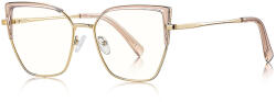 Techsuit Női Anti-Blue Light Nézőszemüveg Techsuit Reflex PC (3156), Macskaszem, Fémkeretes, AC Lencse - Arany/Rózsaszín