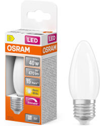OSRAM E27 LED gyertya, 3, 4W, 470 lm, 2700 K, melegfehér, dimmelhető, opál üveg-40 W izzó helyett - Superstar Classic B (4099854445699)