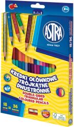 Astra Színes ceruza ASTRA háromszögletű duó kétvégű hegyezővel 18 darabos 36 színű (VL07-03324-1037301825)