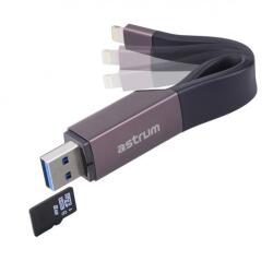 Astrum AA230 2in1 8pin lightning - USB 3.0 OTG adatkábel beépített MicroSD kártyaolvasóval, MFI engedéllyel - emag