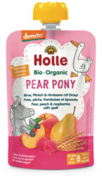 Holle Bio gyümölcspüré körtével, őszibarackkal, málnával és tönkölybúzával 100 g