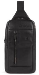 Piquadro , Monospalla, Leather, Leather Backpack, Black, Mono Sling, For Men, 19 x 32 x 8 cm