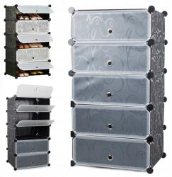 Moduláris Cipős Szekrény 5 Polccal - Fekete