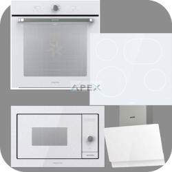 Gorenje Simplicity BOS6737SYW hőlégkeveréses sütő + ECT643SYW üvegkerámia főzőlap + BM235G1SYW grilles mikrohullámú sütő + WHI649EXGW Döntött fali páraelszívó fehér színben