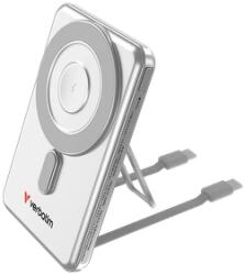 Verbatim 32276 Charge n Go 2C 5000mAh ezüst vezeték nélküli mágneses kitámasztható powerbank 2xUSB-C kábellel (32276) - oneclick