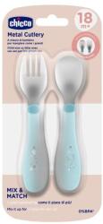 CHICCO Lingură și furculiță inox - teal, (AGS16102.25) Set pentru masa bebelusi