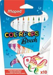 Maped Filctoll készlet, kimosható, ecsetjellegű, MAPED Color ’Peps Brush, 10 különböző szín