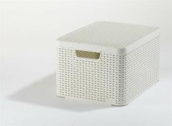Keter Rattan hatású kosár tetővel, 30l, törtfehér, CURVER Style L