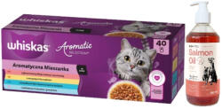  marka niezdefiniowana WHISKAS Adult tasakok Aromatic Mix 40 x 85 g - nedves macskaeledel +LAB V Lazacolaj kutyáknak és macskáknak 500 ml