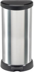 Keter Szemeteskuka, Curver Deco Bin, 40 l, ezüst/fekete, pedálos, ujjlenyomatmentes, műanyag, fémhatású (TC2211420)