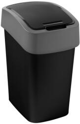 Keter Szemeteskuka, Curver Pacific Flip Bin, 9 l, fekete/szürke, 18, 9 x 35 x 23, 5 cm, műanyag, csuklós fedél, kézi nyitás (TC2212506)