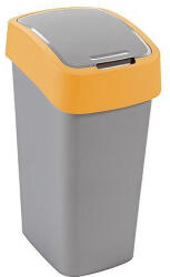 Keter Szemeteskuka, Curver Flip Bin, 50 l, ezüstszürke/sárga, kézi nyitású, csuklós fedelű, műanyag, praktikus (TC2211252)