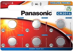 Panasonic CR2016 3V lítium gombelem, 6 db/bliszter (CR-2016L-6BP-PAN)