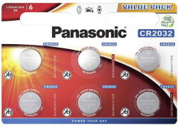 Panasonic CR2032 3V lítium gombelem, 6 db/bliszter (CR-2032L-6BP)