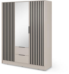  NELLY 3D tükrös ruhásszekrény 155x200x51 - kasmír / fekete (10000016426)