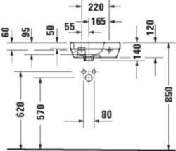 Duravit D-Code II kézmosó 400mm csaplyuk jobb fehér (Dur 07494000412)