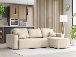  Canapea colt extensibila SMART COSARO crem, cu colt bilateral + 2 perne CADOU