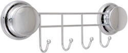 Yoka Home tapadókorongos fali akasztó - 4 részes - króm