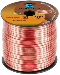 Cabletech KAB0307 Réz hangszórókábel, transzparens 2x0, 5mm2, 100m/tekercs (KAB0307)
