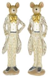 Dekoráció Egér ruhában, nyakkendővel álló poly 4x3x14 cm bézs, fehér 2 féle, 1db (MX242030-5.5A)