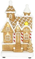 Dekoráció Mézeskalács ház, LED-es poly 12x10x19, 5 cm barna, fehér (AST7492)