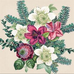 AMBIENTE Szalvéta 33x33cm 20db/csomag Azalea and hellebous cream, Krém virágcsokor