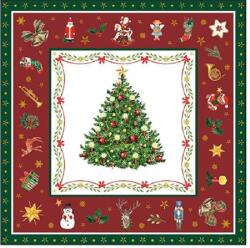 AMBIENTE Szalvéta 1db 33x33cm Christmas evergreen red, Karácsonyi örökzöld piros