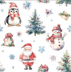 AMBIENTE Szalvéta 33x33cm 20db/csomag Christmas trio white, Karácsoni hármas fehérbe