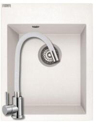 Laveo SRO_610Y+SAP4-F090KW - LAVEO PICO 390X500 egymedencés gránit mosogató szifonnalfehér + ZEGOR csaptelep fehér (SRO_610Y+SAP4-F090KW)