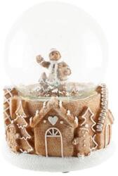  Hógömb Rázógömb mézeskalács figurával LED-es poly, üveg 11, 2x11, 2x14, 7 cm barna, fehér (AST7494)