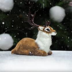  Dekoráció szarvas ülő, fekvő 10, 5cm barna (8326)