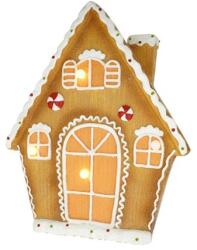  Dekoráció Mézeskalács ház LED-es magnézia 34x15x41 cm barna, fehér (140-23854-41G)