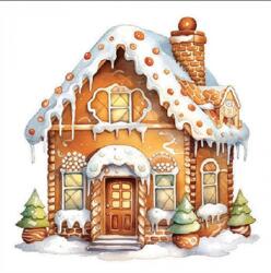 AMBIENTE Szalvéta 33x33cm 20db/csomag Gingerbread house, Mézeskalács ház