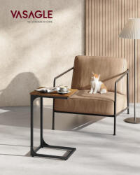VASAGLE C-alakú Kisasztal Rusztikus Barna-Fekete Fém Vázzal (EUZ-LET350B01) - platinashop