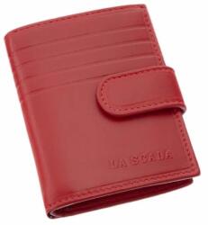 La Scala piros patentos álló női bőr kártyatartó vne-4/t