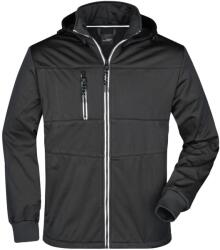 James & Nicholson (Daiber) Férfi sportos softshell kabát JN1078 - Fekete / fekete / fehér | 3XL (1-JN1078-1736089)