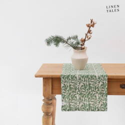 Linen Tales Ленена покривка 40x200 cm Evergreen Damask - Linen Tales (LT-TR-40x200-NEGD)