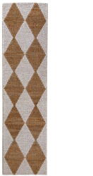 Flair Rugs Бяла/естествена ръчно изработена пътека със смес от юта 80x230 cm Effie Diamond - Flair Rugs (503119380196)