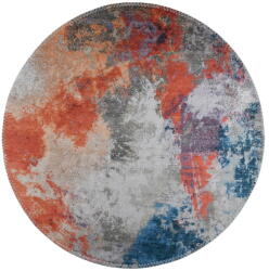 Vitaus Синьо-оранжев миещ се кръгъл килим ø 100 cm - Vitaus (KRN-S9546-Yuvarlak-100x100)
