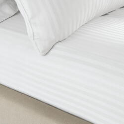 Catherine Lansfield Бял еластичен чаршаф от дамаск 150x200 cm Satin Stripe - Catherine Lansfield (BD/36570/W/KFD/WH)