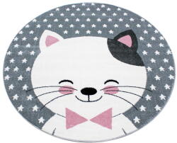 Ayyildiz Розово-сив детски килим ø 120 cm Kids - Ayyildiz Carpets (KIDS1201200550PINK)