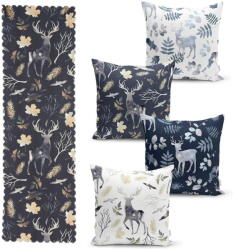 Minimalist Cushion Covers Комплект от 4 коледни калъфки за възглавници и покривка за маса Коледна гора - Minimalist Cushion Covers (RunnerSet7)