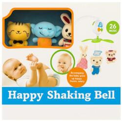 Happy Shaking Bell Zenélő forgó Plüss nyuszi és barátai, 3 figura, felhúzós