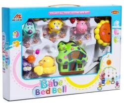 Babé Bed Bell Zenélő forgó Bagoly és barátai villogó házikóval, felhúzós+elemes