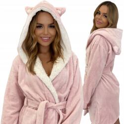  Női Köntös, meleg, puha, kapucnis, polár, Size L, rózsaszín (Margo Szlafrok Rosa Różowy L)