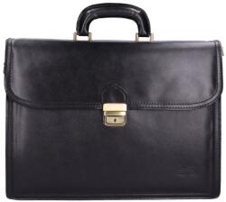 Max Moda Aktatáska 2 rekeszes fekete Sima BŐR